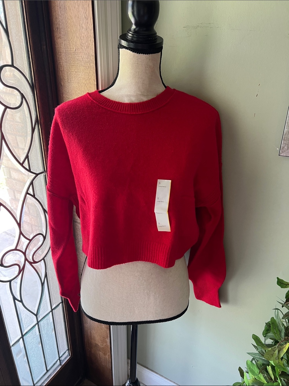 wild fable Red Cropped Crewneck Sweater